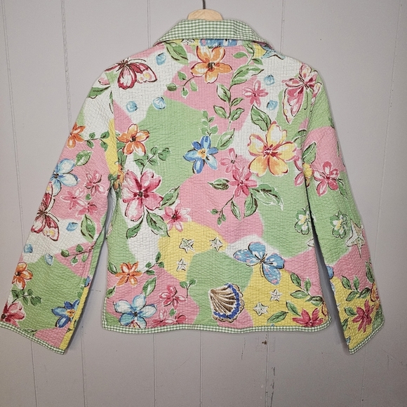 Vintage Alfred Dunner Floral Pink Green Quilted Reversible Jacket, 8 Petite - Picture 5 of 5